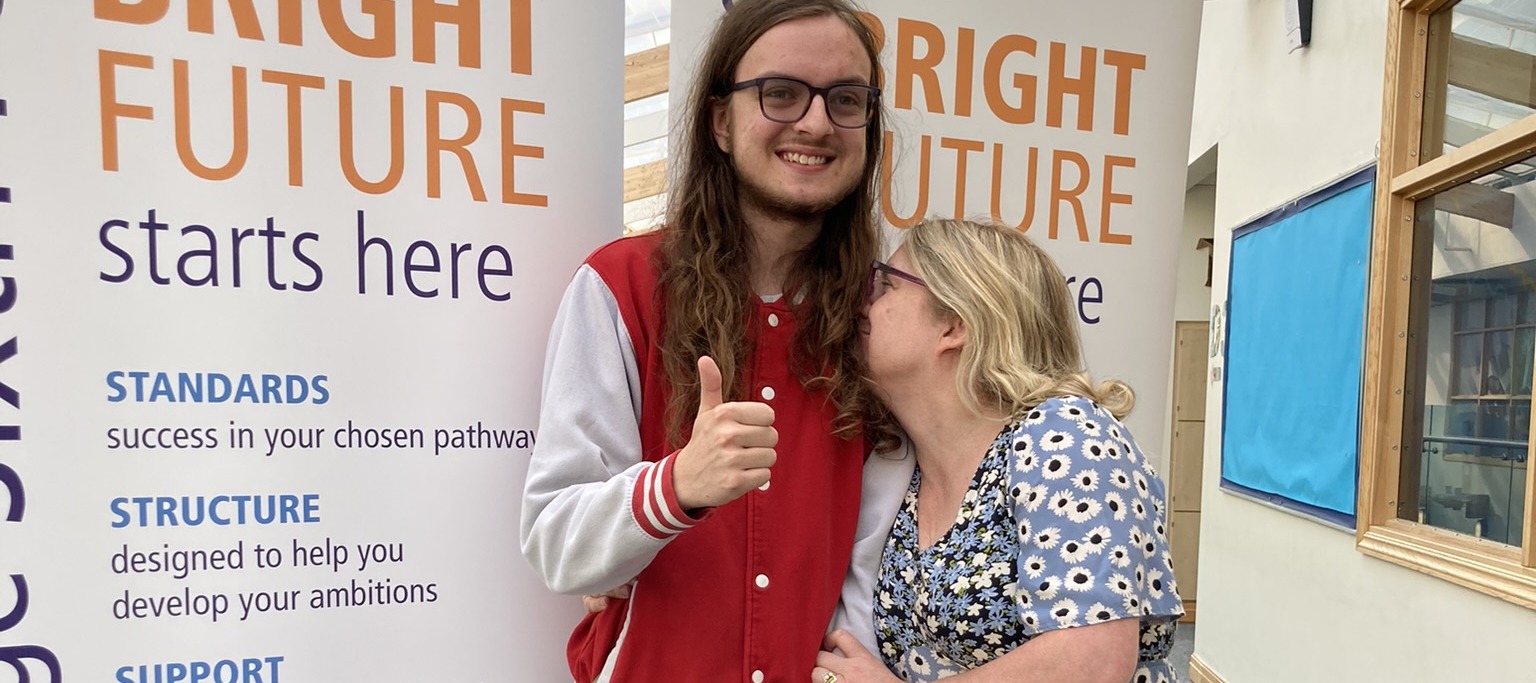 Josh is taking a gap year before studying Drama (here with proud mum)